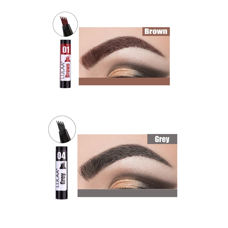 2 PCS Manooby стойкий супер тонкий карандаш для бровей, жидкая ручка для бровей, водостойкая ручка энхансера с четырьмя зубцами для бровей, макияж - Цвет: 2 PCS