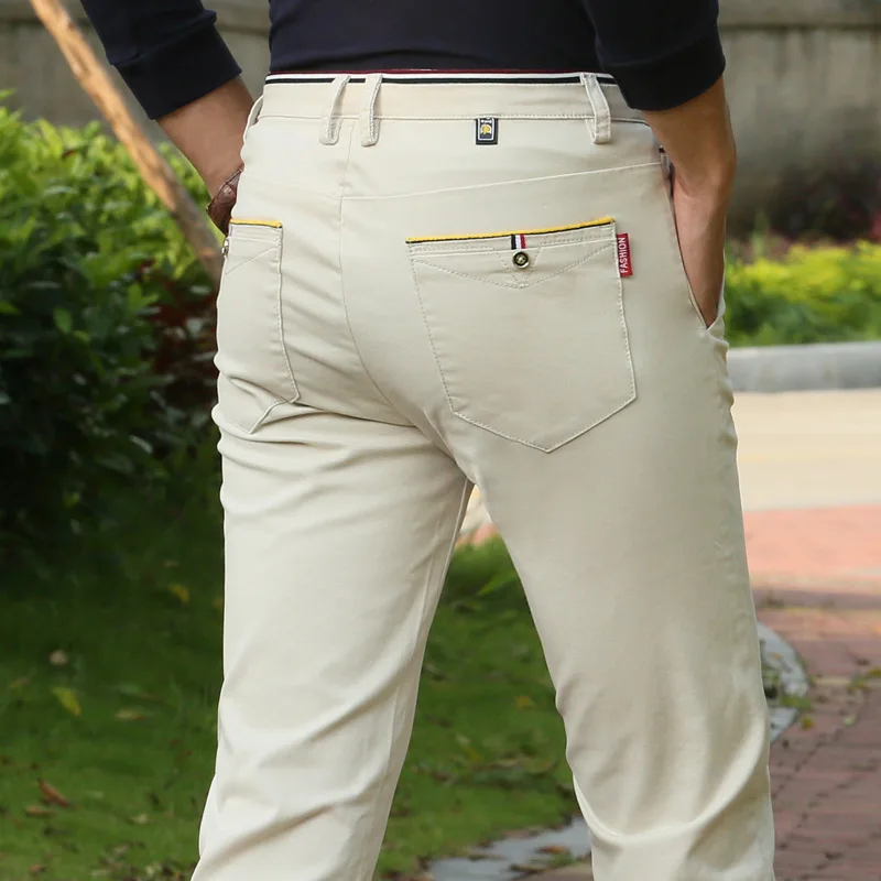 New Cotton Casual Pants Men's Summer Thin Youth Slim Korean Trend Joker Stretch Straight Long Men |