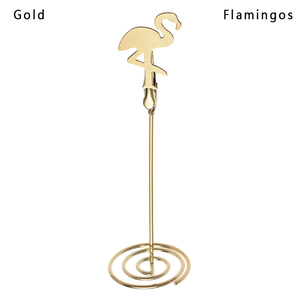 Flamingo Gold Прохладный Свадебные держатель карточки с именем гостя Романтический бабочка Фламинго фото клип Настольный номер стенд - Цвет: Flamingo Gold