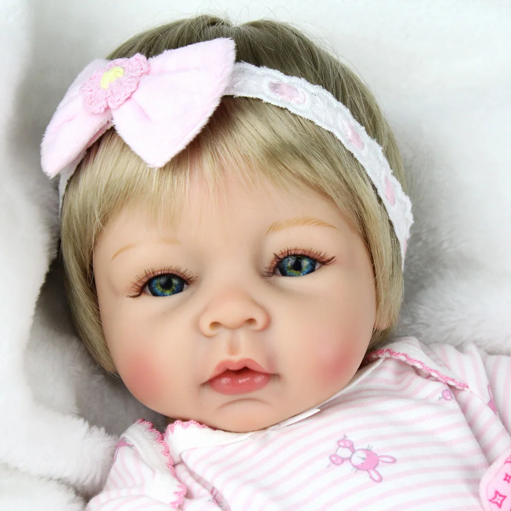 NPKDOLL новые игрушки Silcone Reborn Baby Doll 22 дюймов модная BeBe Кукла Девушка золотые волосы реалистичные детские подарки на день рождения игрушки