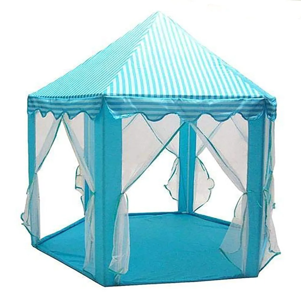Blue Tent Бесплатные Звездные огни! Детская портативная палатка крытый Замок принцессы игрушка мяч бассейн вигвама открытый Сказочный Дом Девочки Мальчики пляж Типи - Color: Blue Tent