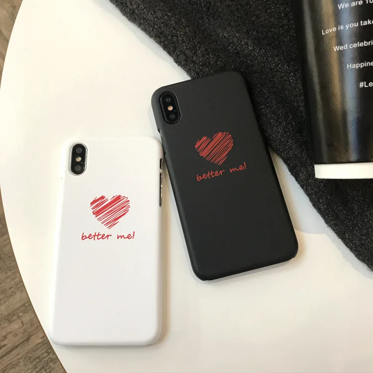 Жесткий черный чехол с сердечком для iphone 7 8X6 6 S s X XR XS Max 8 Plus чехол|Бамперы| |