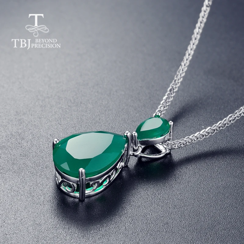 TBJ новый элегантный кулон с натуральным зеленым агатом драгоценный камень из