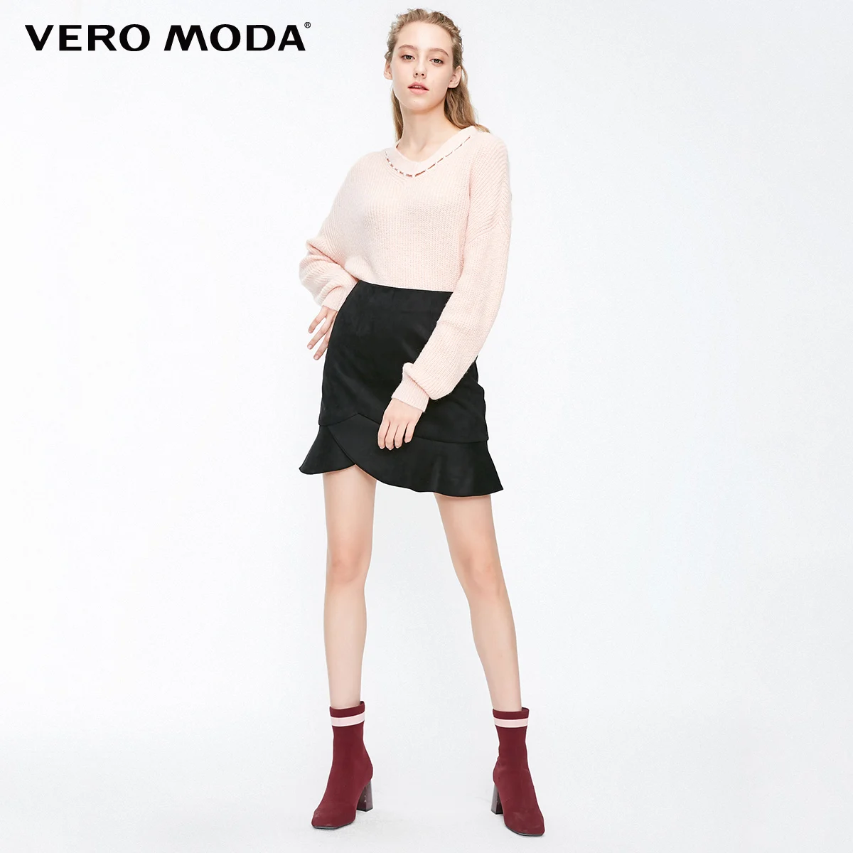 Vero Moda Женская лепестковая подол замшевая юбка средней длины | 31831G501