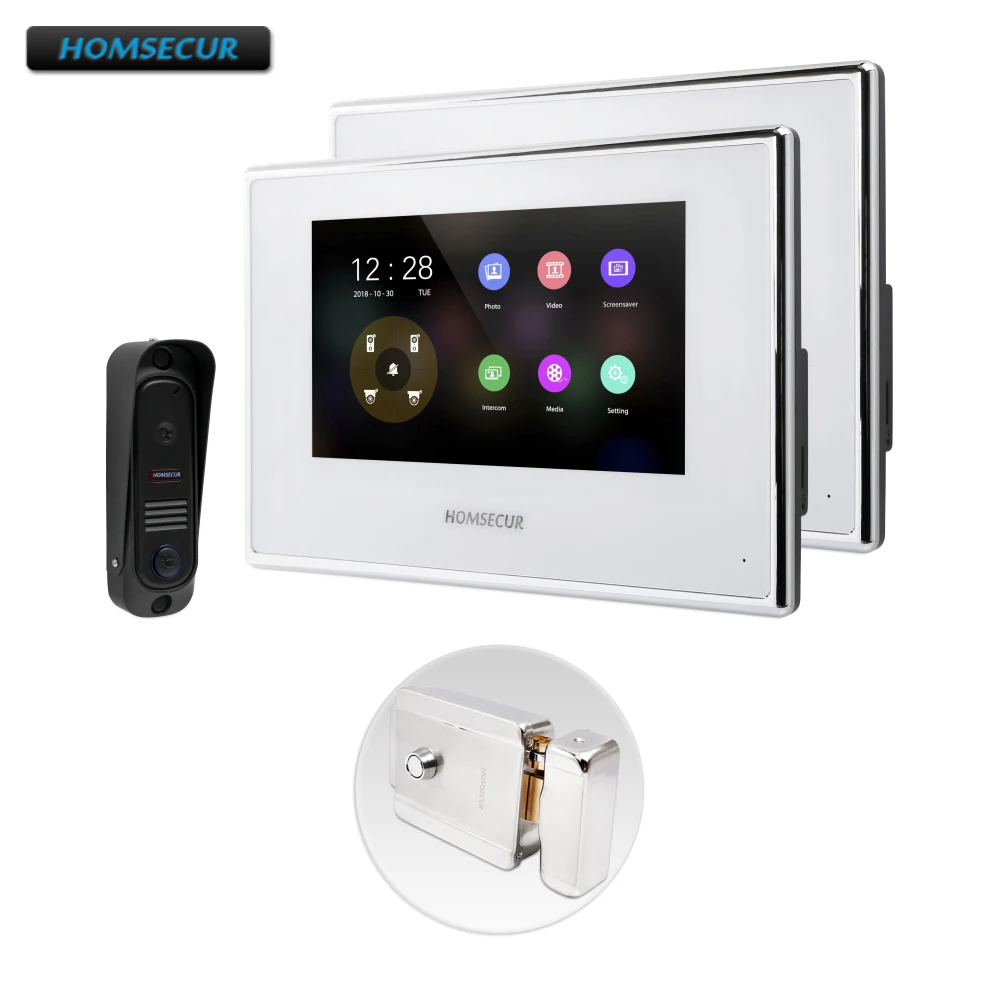 

HOMSECUR 4 Wire AHD Video Door Entry Security Intercom with UI Interface for Apartment BC041HD-B+BM718HD-W
