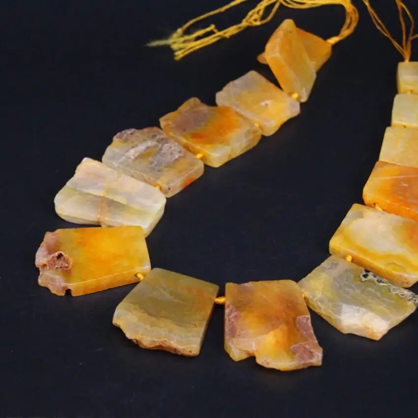 Большие натуральные желтые Агаты 15 5 &quot/нитка просверленные верхние плиты в