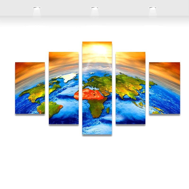 

5 pcs,Full Square 5D DIY Diamond Painting Sunrise Colorful Earth World Map diamond Embroidery Cross Stitch Rhinestones Y2578