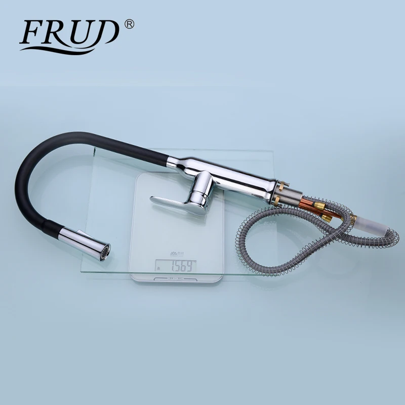 Frud новая кухонная раковина кран выдвижной двойное распылительное сопло черные