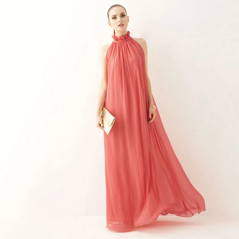 Watermelon color Платья для беременных, одежда для кормящих, сексуальные вечерние, длинные платья макси, Одежда для беременных, без рукавов, для фотосессии, женские, с рюшами - Цвет: Watermelon color