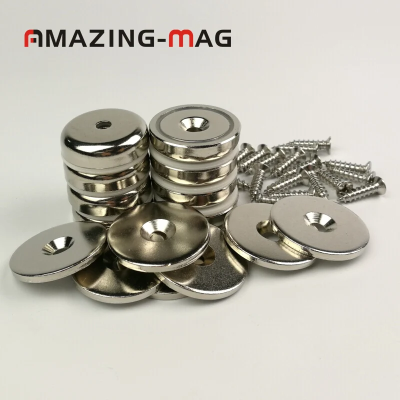 4 шт. D32mm стальная чашка редкоземельный магнит с ударопрочной пластиной