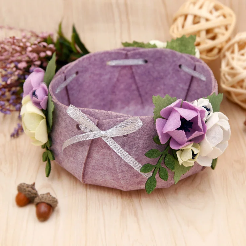 Handmade DIY Storage Basket Felt Cloth Flower Box For Special Gifts Home Desk Decoration Material Package | Дом и сад