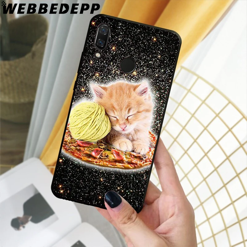 WEBBEDEPP мягкий чехол из ТПУ с изображением кота пиццы в космосе для Xiaomi Redmi GO Note 4 4X 5 6