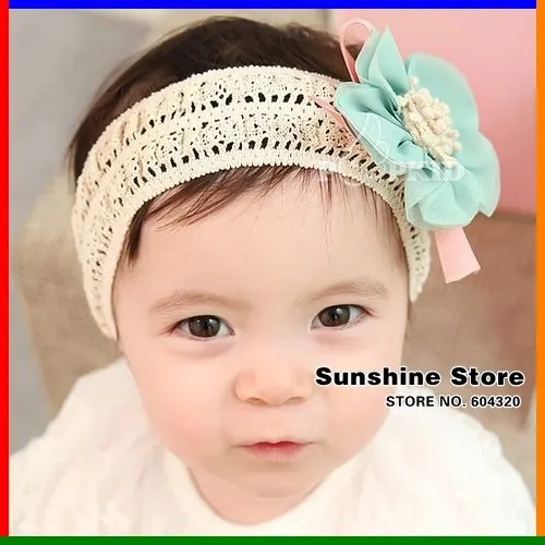 Модная кружевная шифоновая повязка для волос с милым цветком девочек льняная