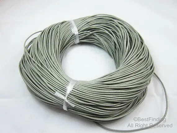 

2mm Round Grey leather cord Genuine leather cord for bracelet or necklace making