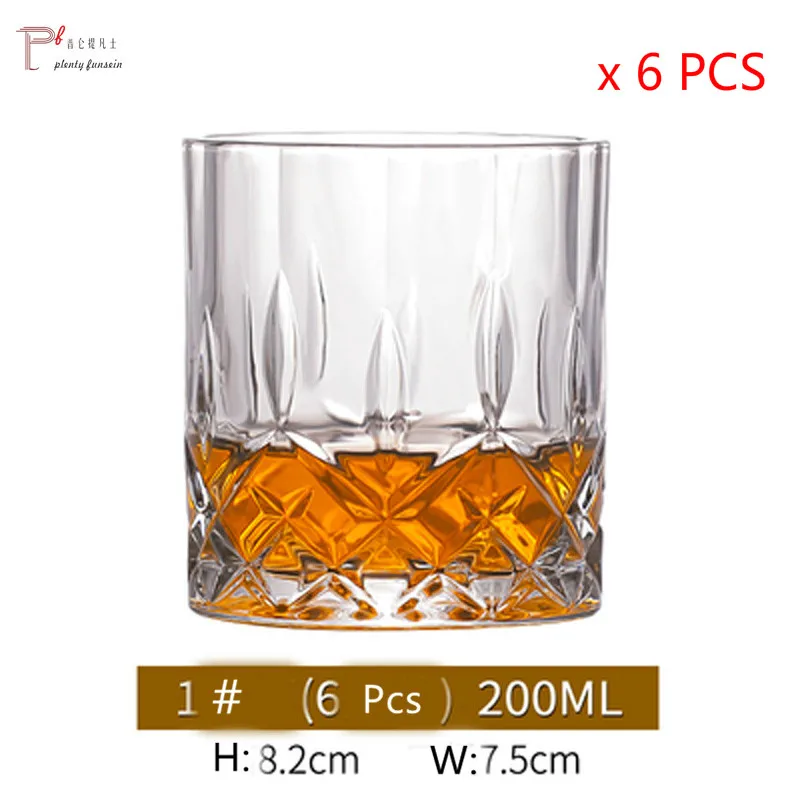 1-200ML 6 Pcs Новое Классическое креативное Вино Виски Хрустальное стекло es костюм личность Европейский духи пивной бар стеклянная чашка вечерние для питья - Цвет: 1-200ML 6 Pcs
