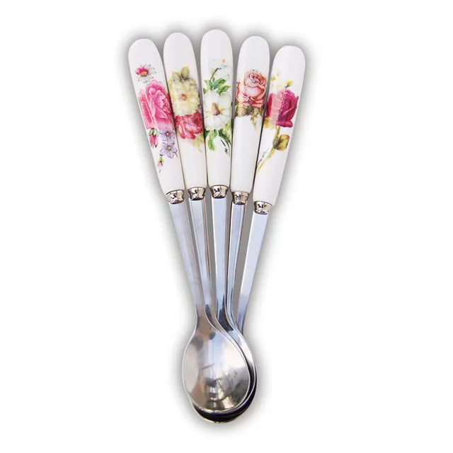 5 color bone spoon 5 шт./компл. Винтаж Королевский Стиль для маленького мальчика Кофе инструменты Посуда Столовые приборы Кухня обеденный Барные инструменты - Цвет: 5 color bone spoon