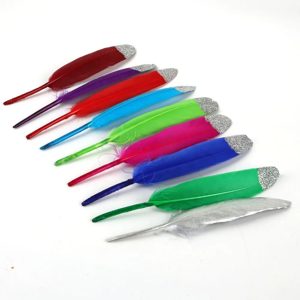 Серебристые цветные окрашенные 10/30 шт. DIY гусиные перья для домашнего декора