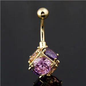 18K-Color Gussiarro 8 цветов магический шар CZ ювелирные изделия золото-цвет пупка кольца прозрачный кубический цирконий пирсинг тела, пупок - Окраска металла: 18K-Color