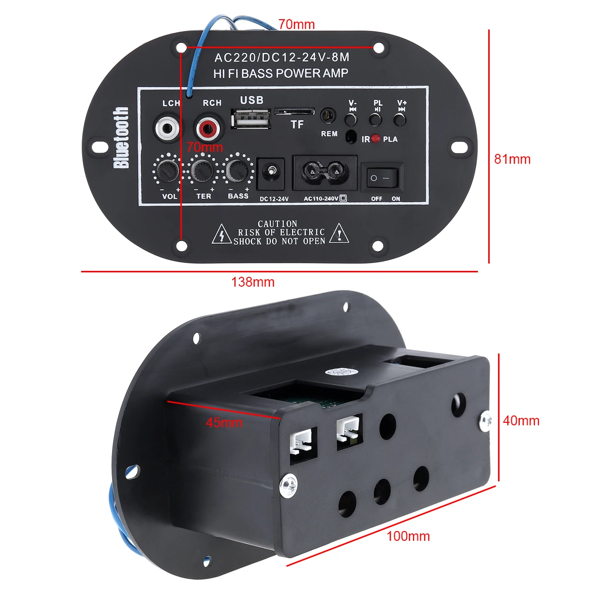 8 дюймов 25 Вт Hi-Fi Bluetooth автомобильный аудио усилитель мощности fm-радио плеер Поддержка SD USB DVD MP3 вход для автомобиля мотоцикла домашний аудио