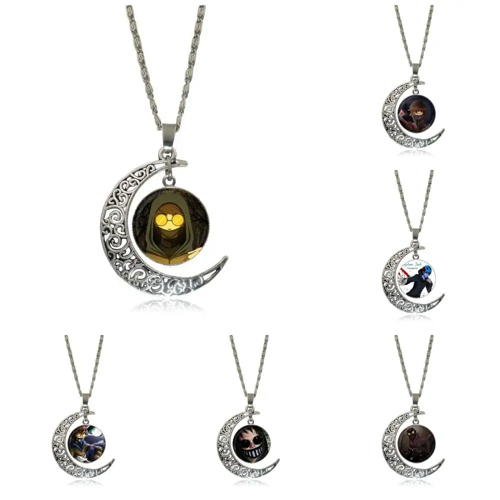 EJ Glaze For Schoolgirl Maxi Creepy Pasta Ticci Toby Glass Cabochon Choker Moon Pendant Necklace Silver Color Jewelry | Украшения и