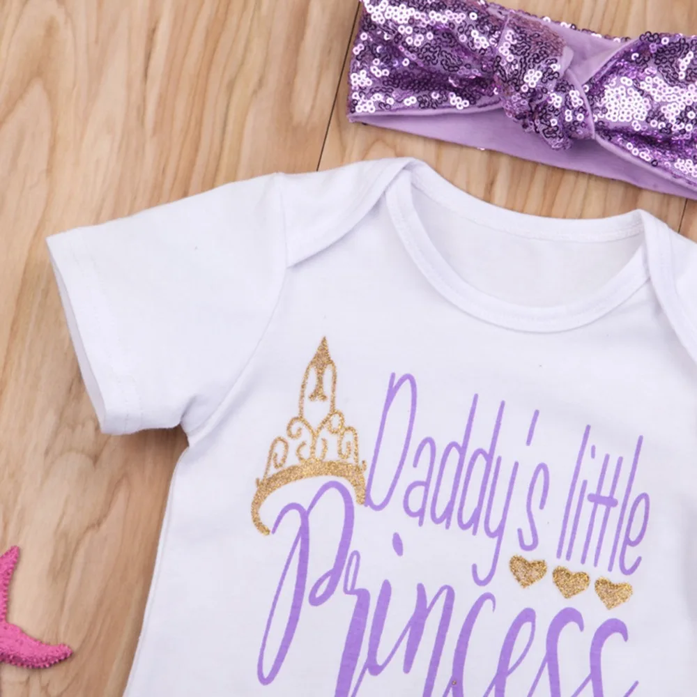 2019 одежда для маленьких девочек комбинезон с принтом папы принцессы + шорты