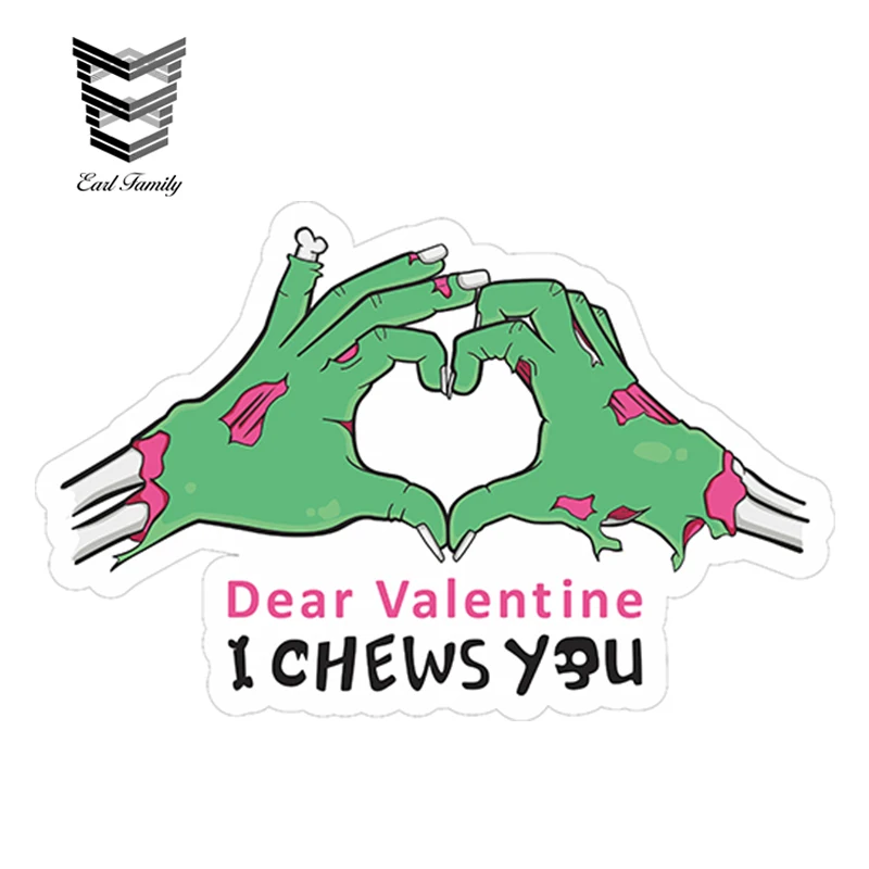 EARLFAMILY 13 см x 8 5 дорогой Валентин I Chews You наклейка с зомби рука Виниловая для тюнинга