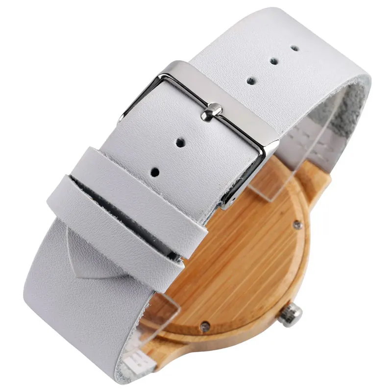 

Men Quartz-Watch Nature Wooden Genuine Leather Strap Wrist Watch Women Bamboo Trendy Watches Marble Pattern Face Fashion Gift