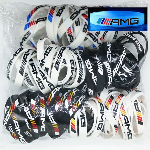 mix 5 colors 50 шт. AMG гравировальные браслеты для Mercedes Benz Клубные вентиляторы для мужчин и женщин мощный светящийся силиконовый браслет резиновый браслет - Окраска металла: mix 5 colors