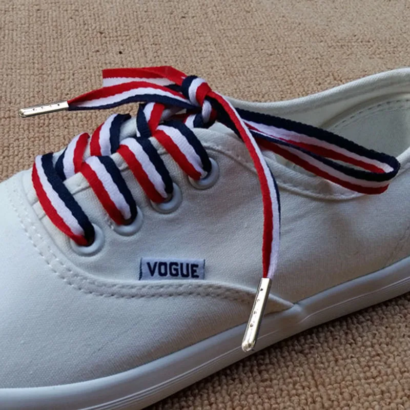 

1 Pair Canvas Shoes Decorating Pattern Colorful Shoelace Flat Laces Shoelaces Laces Polyester Stripe Lace High-grade Metal Head