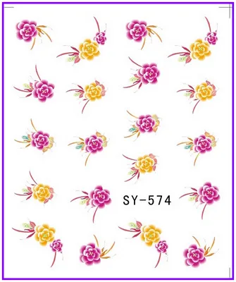 6 упак./лот блестящая водная наклейка наклейки для ногтей цветочные капельки