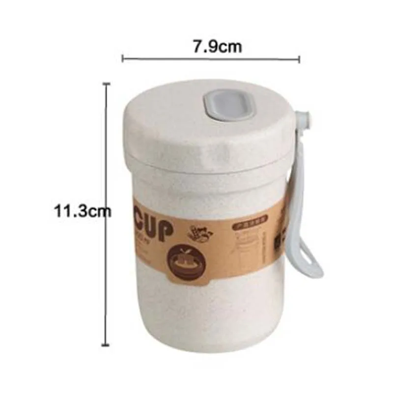 300ml Beige Round Школьная детская зерновая To Go пшеничная бутылка для перекуса с крышкой Герметичная сохраняющая молоко кашица чашка для завтрака кукурузный хлопья контейнер для еды 300 мл - Цвет: 300ml Beige Round