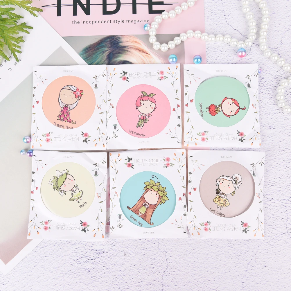 Cute Girl Mini Pocket Makeup Mirror Cosmetic Compact Mirrors Espelho De Maquiagem Espejos Bolsillo Friut Design Round | Красота и