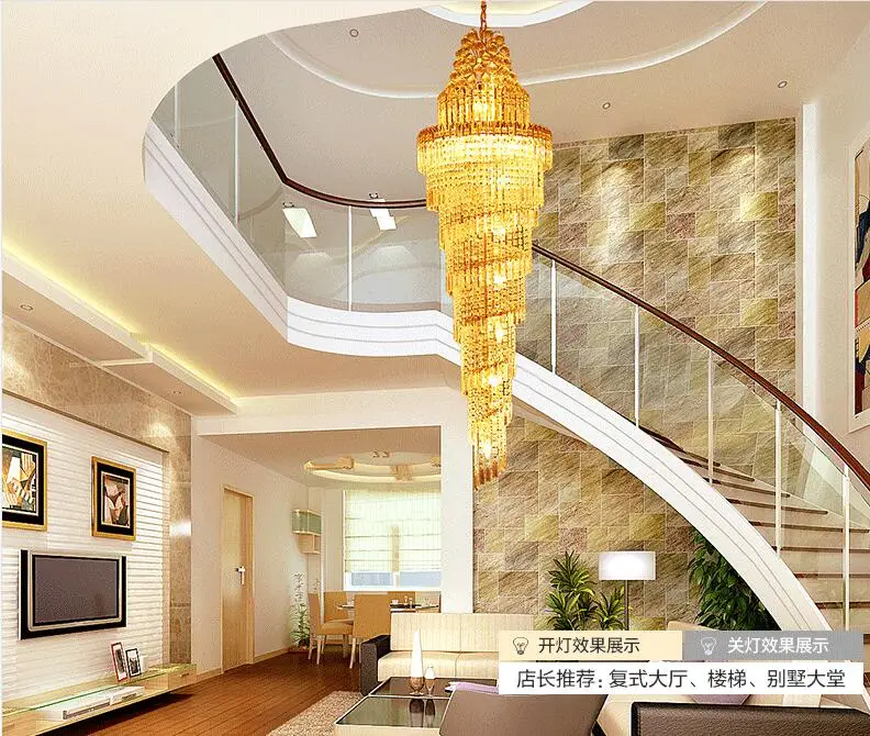 Staircase chandelier double staircase lamp long luxury villa crystal modern minimalist living room LED | Освещение
