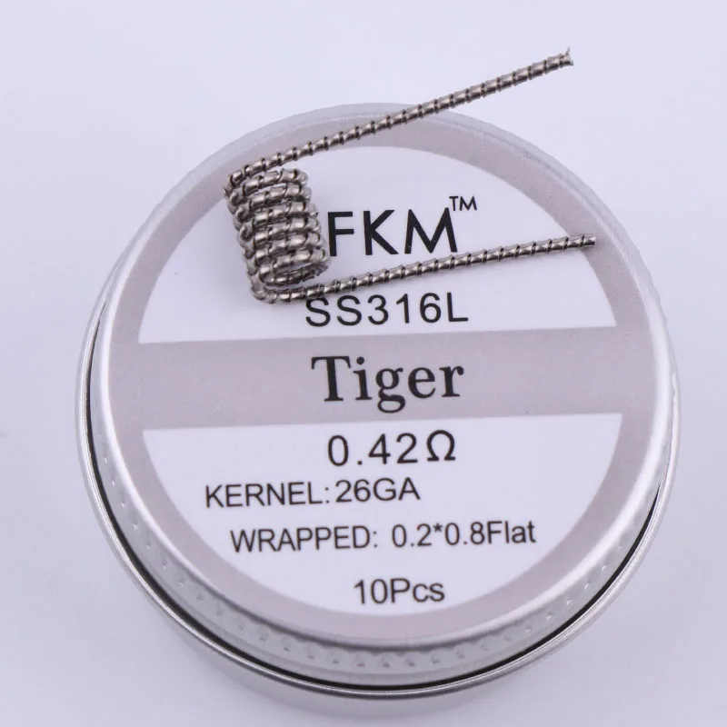 tiger 0.42 316 XFKM плоский витой провод плавленый clapton Hive предварительно изготовленные обмоточные провода чужеродный микс витой Quad Tiger катушки нагревательное сопротивление rda катушка - Цвет: tiger 0.42 316