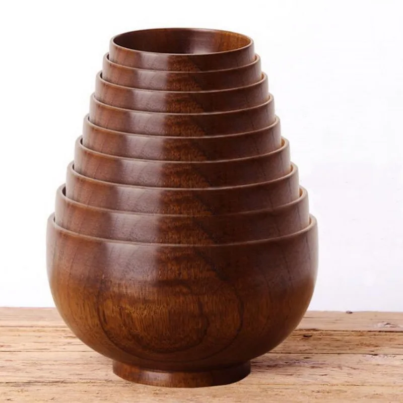 Зеленая Деревянная китайская пиала для риса жаростойкая суповая чаша набор