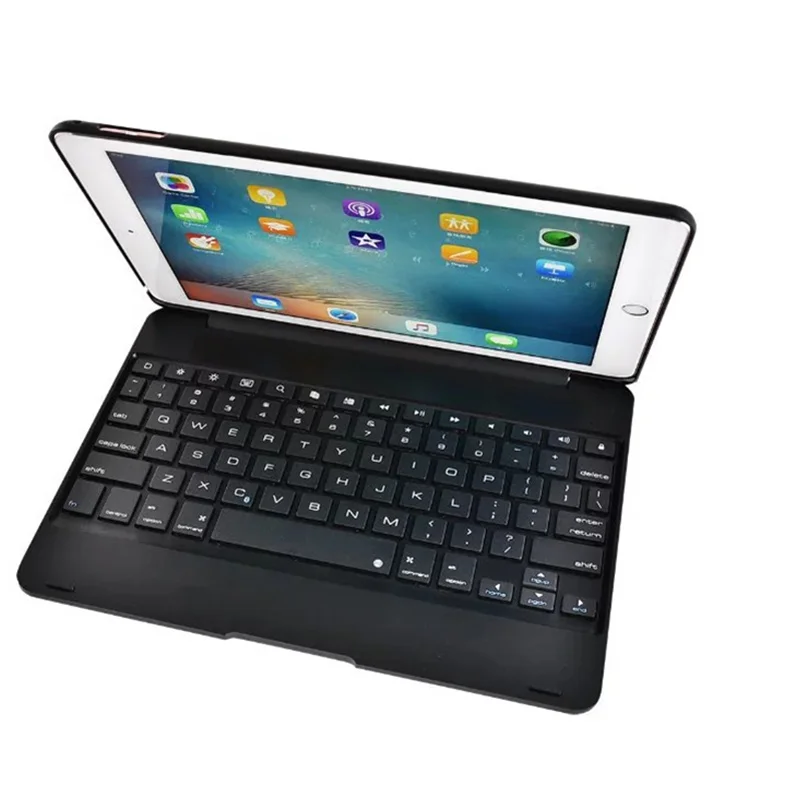 Kemile Беспроводная Bluetooth клавиатура для iPad Pro 9,7 A1673 и A1675 тонкий умный чехол для iPad air 2 A1566 A1567 с автоматическим выключением/пробуждением - Цвет: Black Color