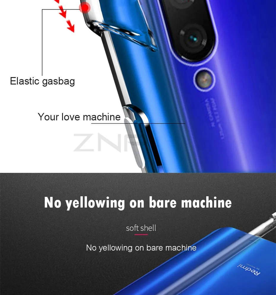 ZNP Силиконовый противоударный полный Чехол для Xiaomi Redmi Note 7 Redmi K20 Pro прозрачный мягкий чехол для телефона для Redmi 7 7A чехол