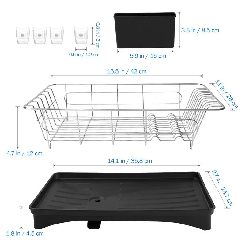 Сушилка для посуды корзина хранения выдолбленная Съемная нержавеющая сталь