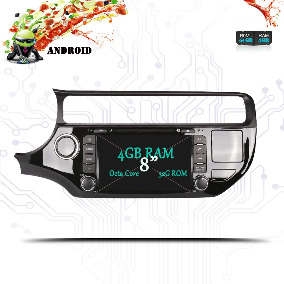 8 &quotIPS HD 1024*600 Android 9 0 4 + 64 Core автомобильный dvd Видео Медиа экран GPS ГЛОНАСС для KIA RIO K3