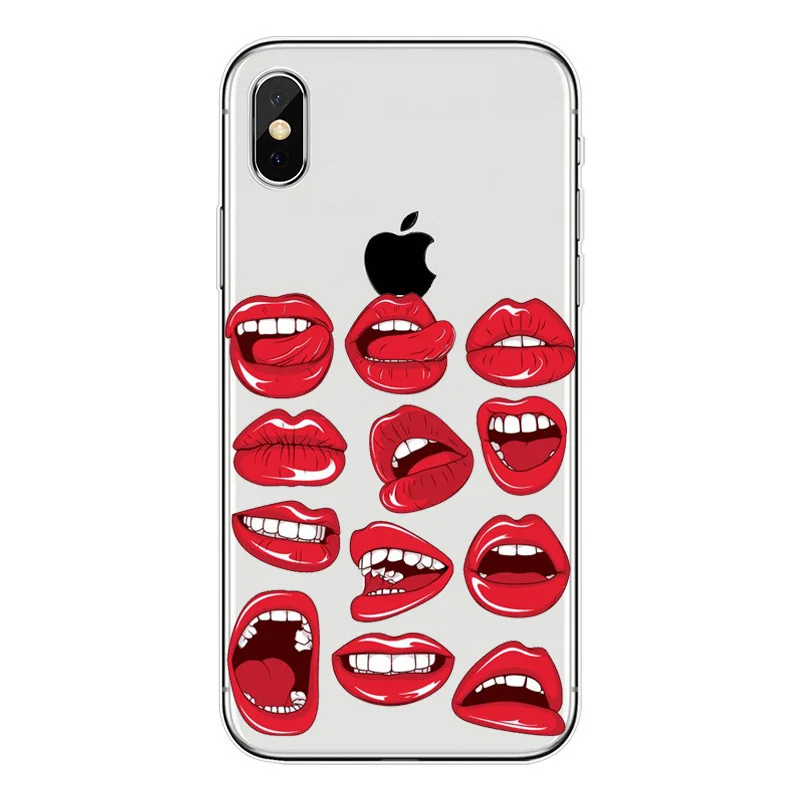 Phone Case Sexy Girl Kylie Jenner Lips Kiss Clear Silicon Soft TPU Coque Cover For Apple iPhone X 5 5S SE 6 6s 7 8 Plus shell |