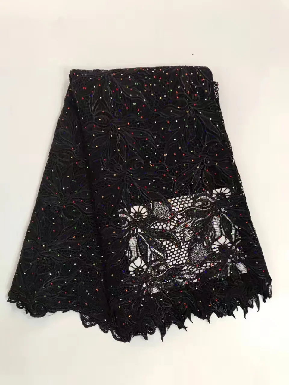 2019 африканская кружевная Высококачественная французская ткань с камнями синяя