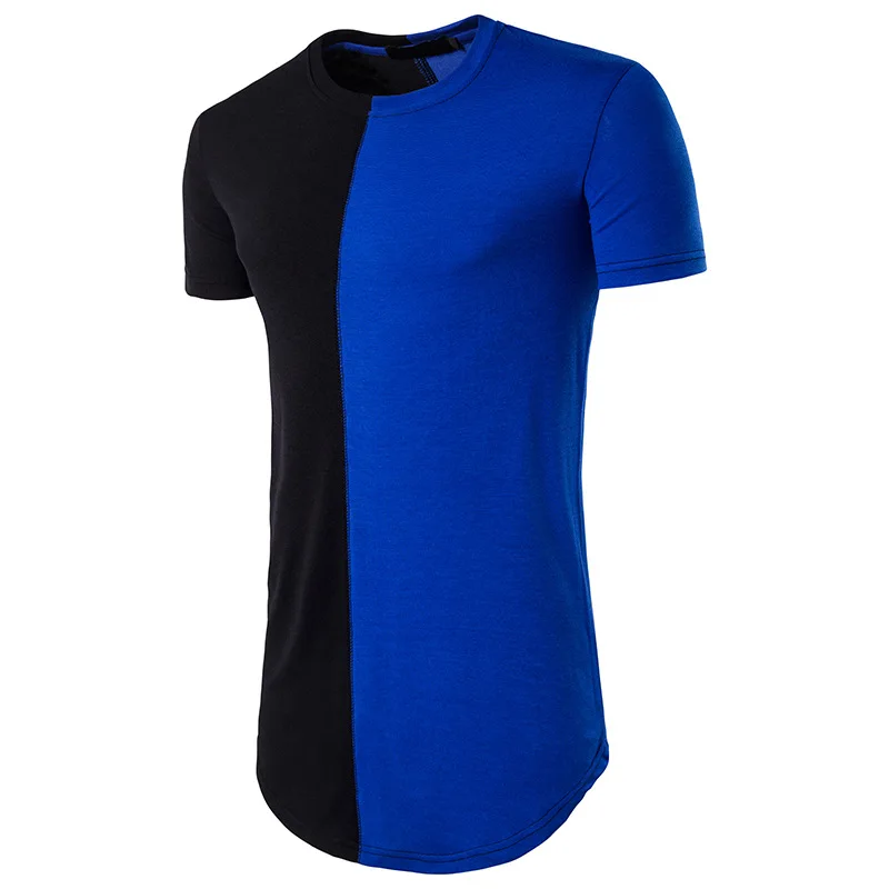 2017 длинный размер мужские топы футболка короткий рукав Повседневная с молнией