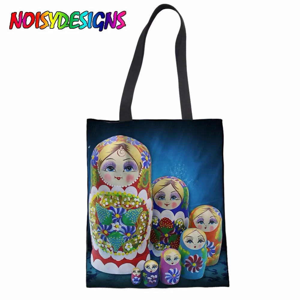 Женская Холщовая Сумка Matryoshka пляжная сумка розового синего зеленого цветов с