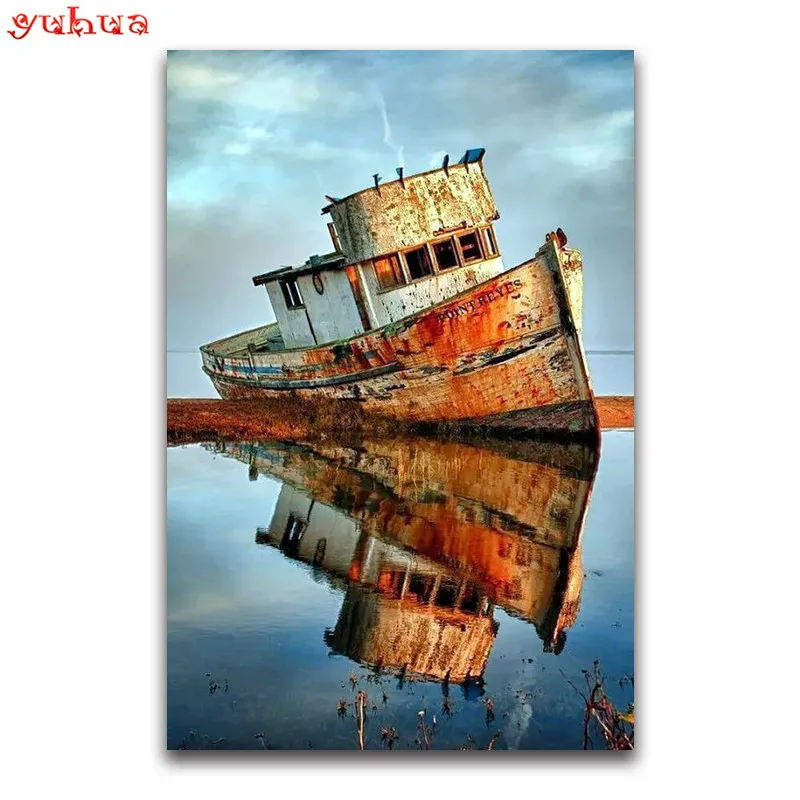 Старый парусник полный квадратный Алмазная картина вышивка крестиком большая