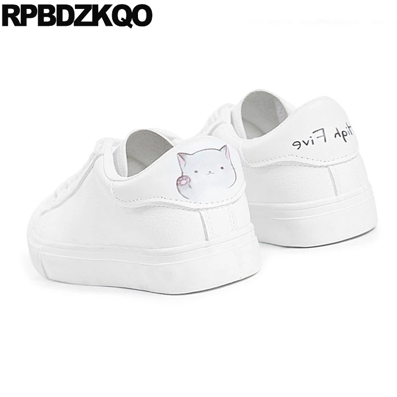 милый дам женщин плоские каваи 2018 Круглый носок белый Дешевая обувь фарфора