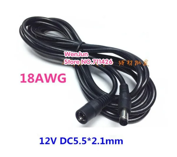 Новый 1 5 м/3 м/5 м 18AWG 12 В удлинитель питания DC5.5 * 2 папа-мама кабель DC 5*2 мм |
