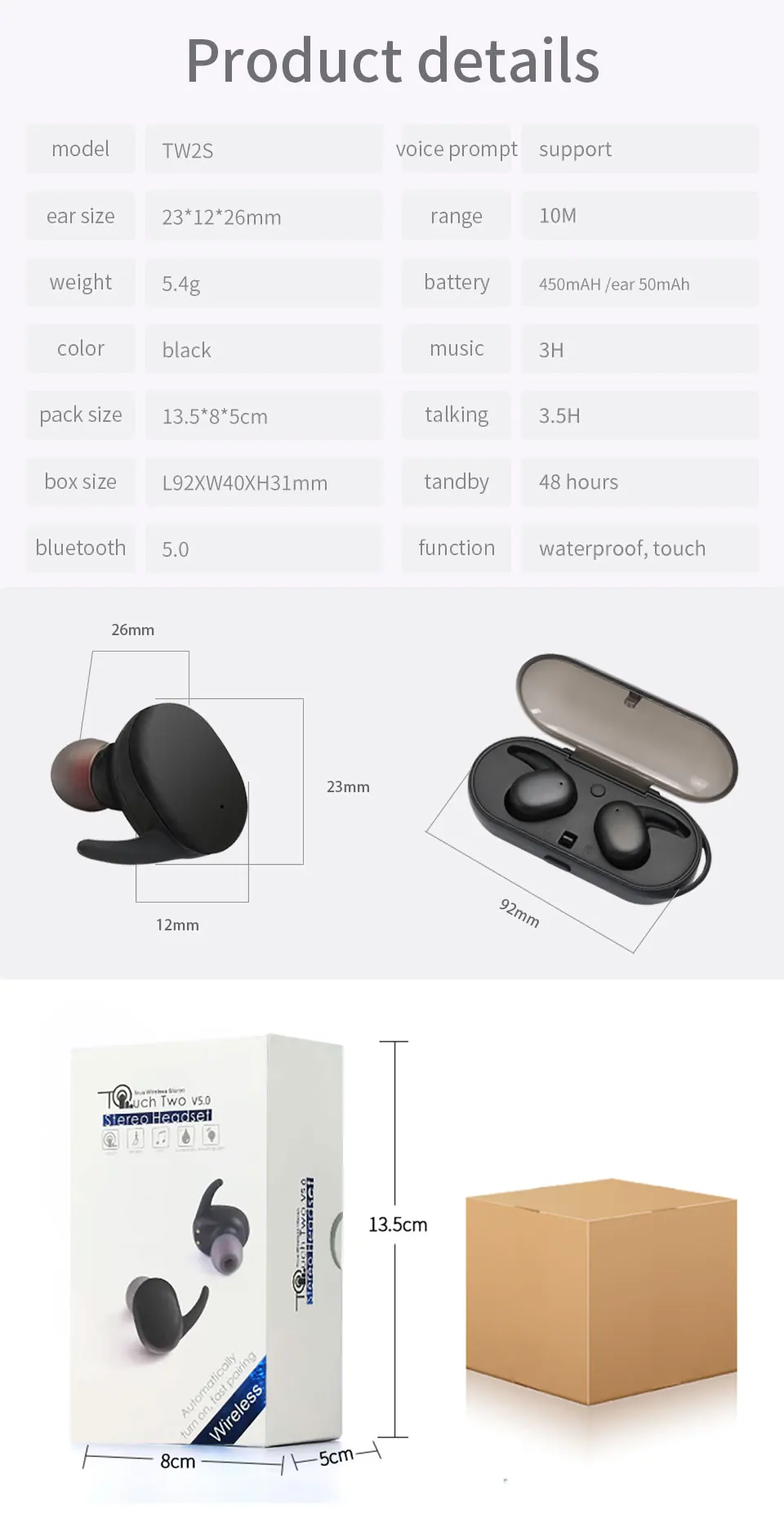 HEYNOW TWS Touch Two Bluetooth 5,0 наушники мини наушники Беспроводные водонепроницаемые наушники-вкладыши спортивные наушники Micphone для iphone X