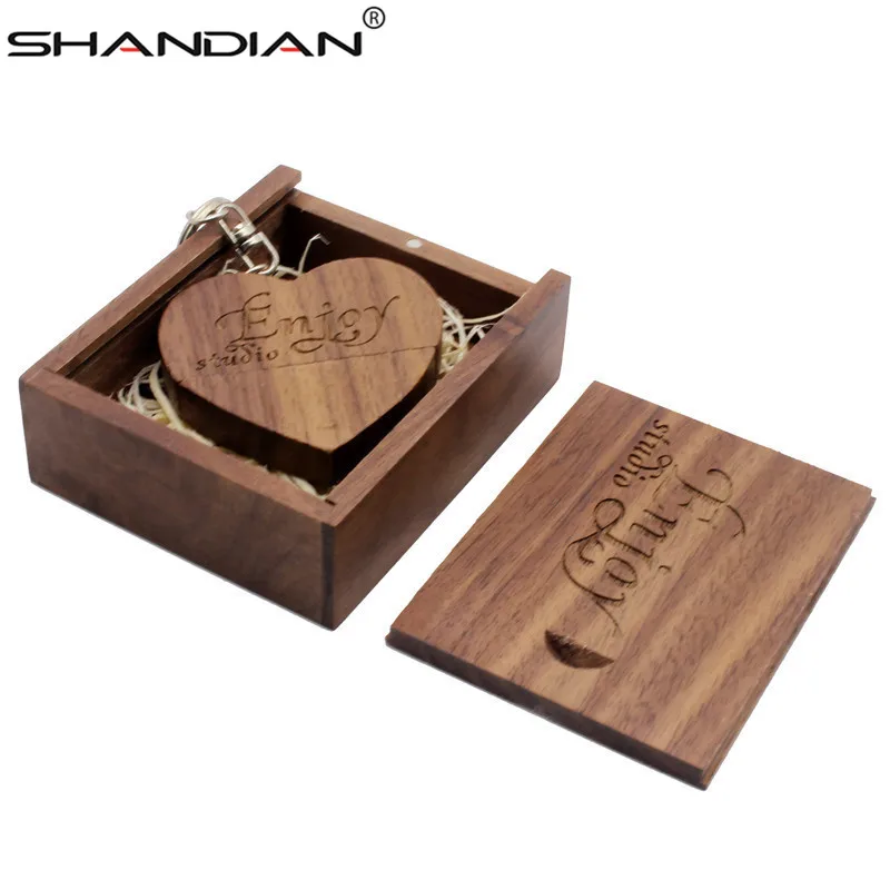 SHANDIAN(10 шт. бесплатный логотип) деревянный сердечко + металлическая подарочная