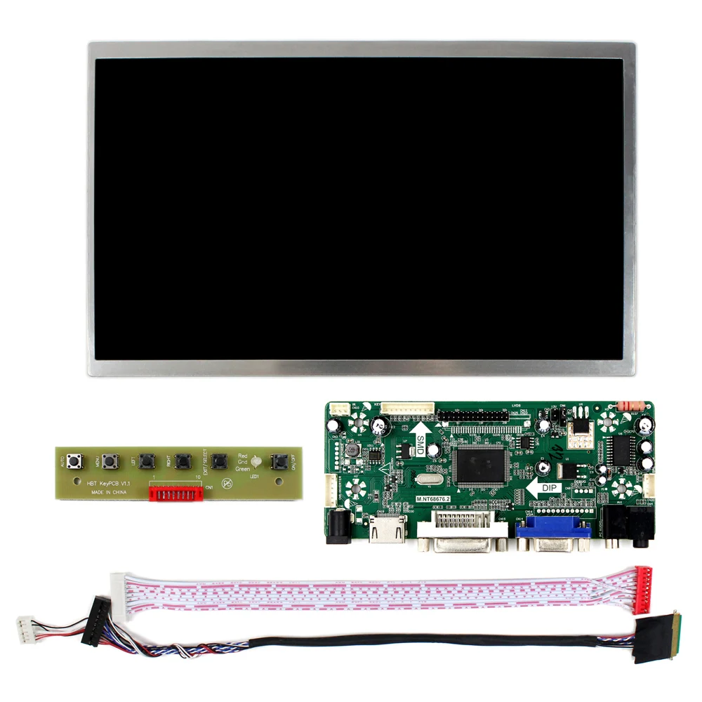Плата ЖК-контроллера аудио HD MI VGA DVI M.NT68676 HSD101PFW2 B101AW03 BT101IW03 10 1 дюйма 1024x600 ЖК-панель |