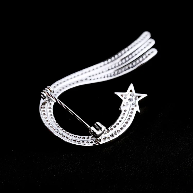 Trendy Micro Paved Cubic Zirconia Meteor slipped Comet Brooch Pin Jewelry Women Accessories | Украшения и аксессуары